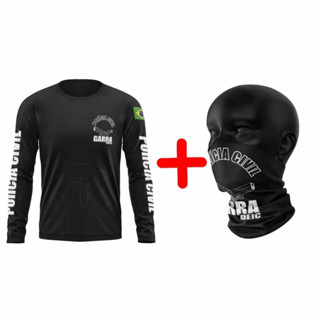 Camiseta Manga Longa Garra Polícia civil mais bandana balaclava com proteção uv 50- +