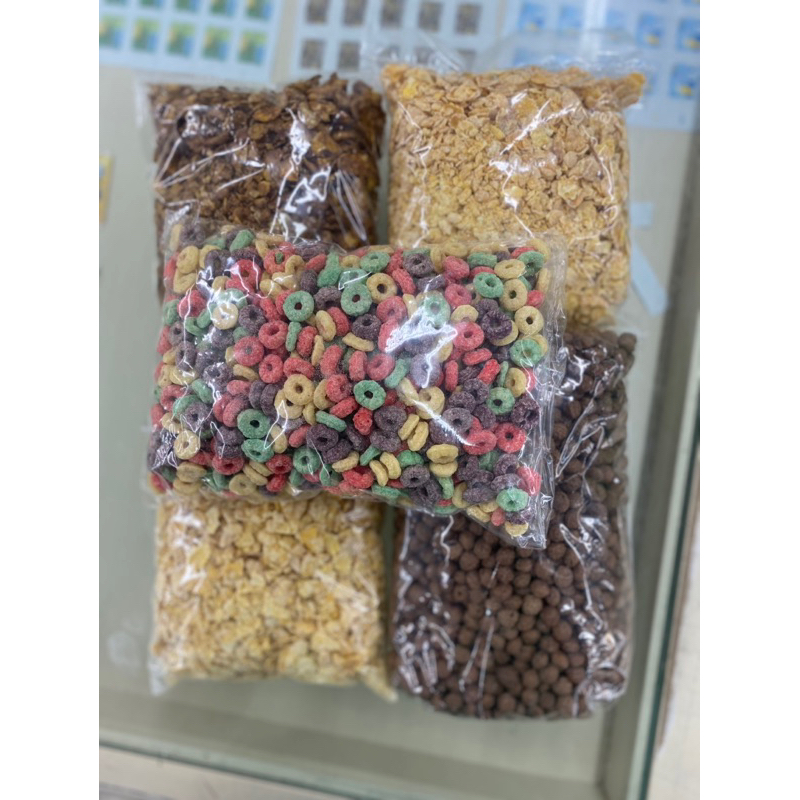 Sucrilho e Cereal Matinal Kit Misto 5 Sabores bolinha de chocolate/sucrilho açucarado/frutas cítricas/leite condensado/chocolate unidades de 400g