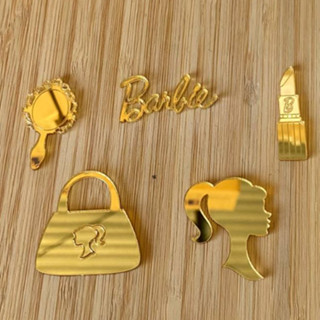 Aplique barbie espelhado 4cm com 10 unidades-personalizado de luxo-festa de menina