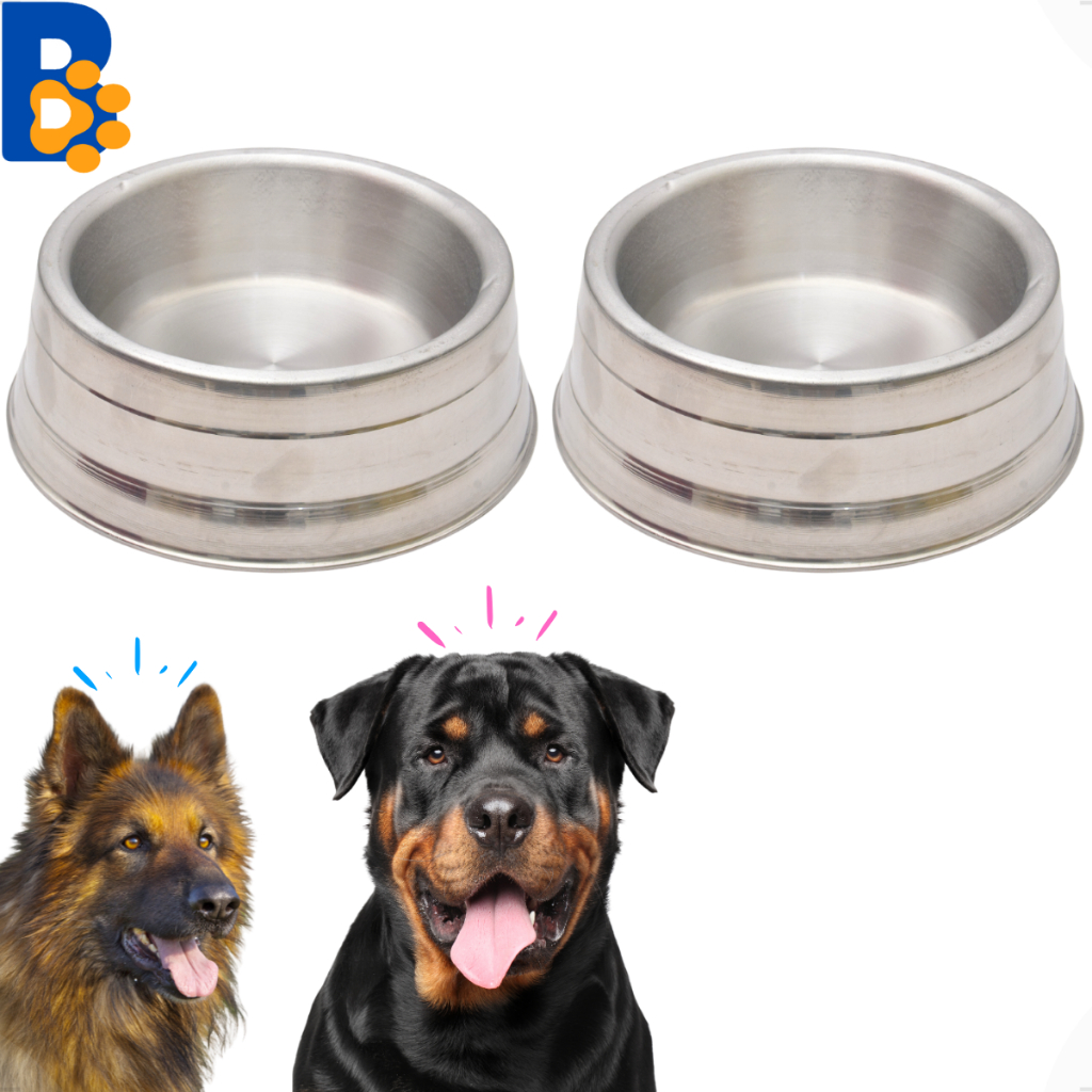 Kit 2 Comedouro Pesado Polido de Alumínio Para Cães Cachorro - Gigante 2600 ml