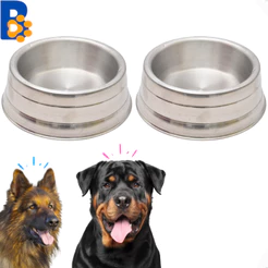 Kit 2 Comedouro Pesado Polido de Alumínio Para Cães Cachorro - Gigante 2600 ml