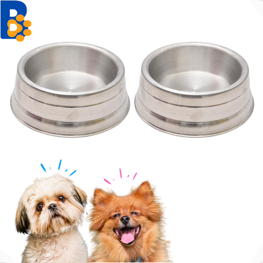 Kit 2 Comedouro Pesado Polido de Alumínio Para Cães De Pequeno Porte - P 700 ml em Oferta na Shopee
