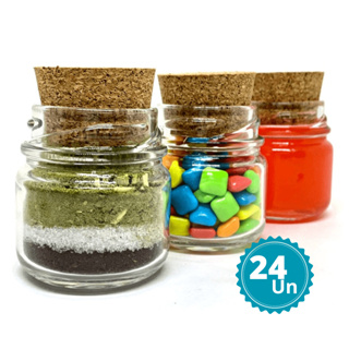 Kit 24 Potinhos de Vidro 40ml Mini Potes Rolha Cortiça Lembrancinhas Aniversarios Casamentos em Oferta na Shopee