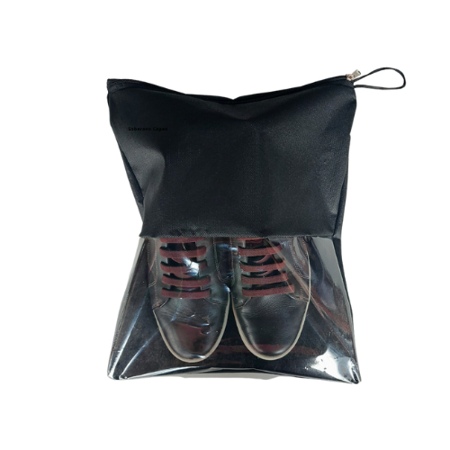 Kit 5 Saquinho Sapato Sandália etc. TNT Grosso. Com Zíper + Alça + Visor Bem Grande 18cm. Saco sapato