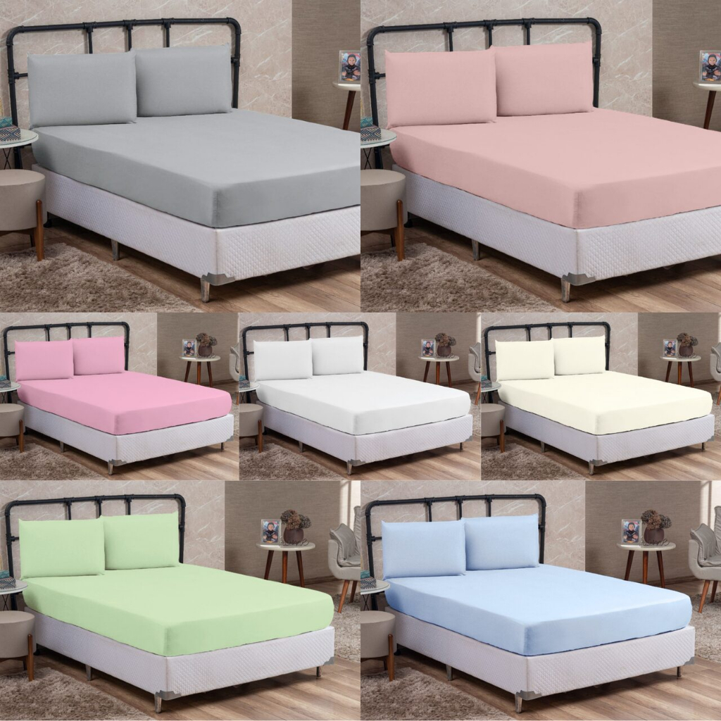 Jogo de Cama Casal Padrão 100% Algodão PERCAL 200 FIOS 03 Peças Tecido Grosso Macio Cama Box Lindo