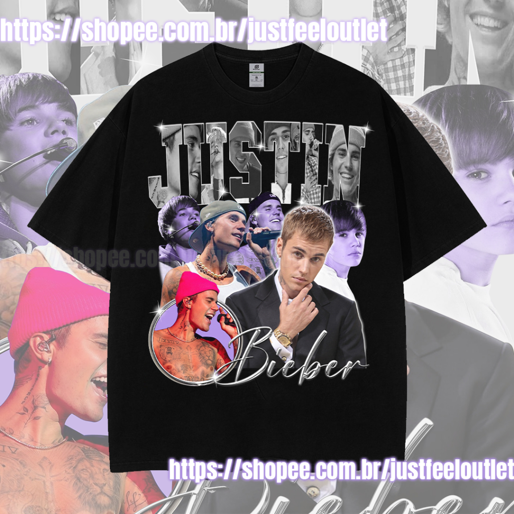 Camiseta T-shirt Unissex Algodão Justin Bieber belieber 90's Vintage em Oferta na Shopee