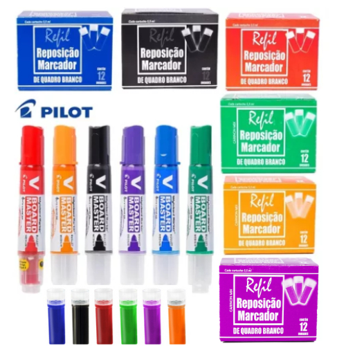 Kit 6 Pinceis Marcador Board Master Quadro Branco Pilot Original Recarregável +72 Cargas em Oferta na Shopee