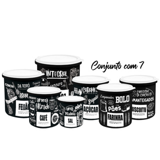 Kit 7 Potes de Mantimentos Herméticos para Cozinha - Linha Frases em Oferta na Shopee