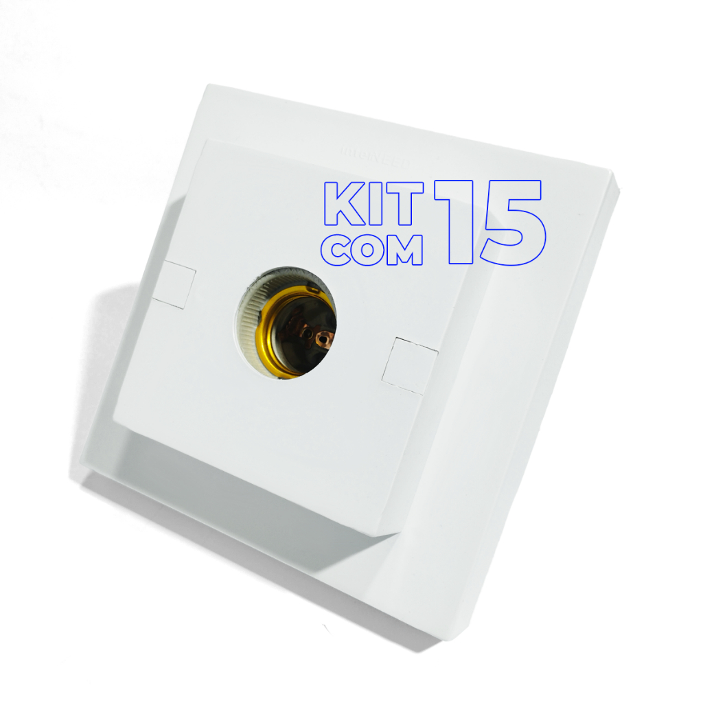 kit c/ 15 Luminária Plafonier Plafon Quadrado Lâmpada Lustre Teto E27 Soquete Bocal Bivolt 100W 127/220V bocal porcelana