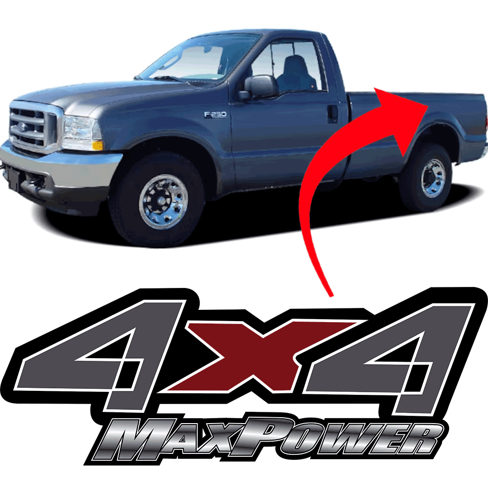 PARA CONJUTO KIT DE ADESIVO LATERAL 4X4 F250 MAX POWER FUNDO PRETO E FUNDO CINZA