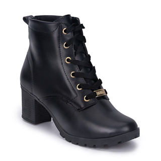 Bota Coturno Feminina Cano Curto Sola Tratorada Salto Alto