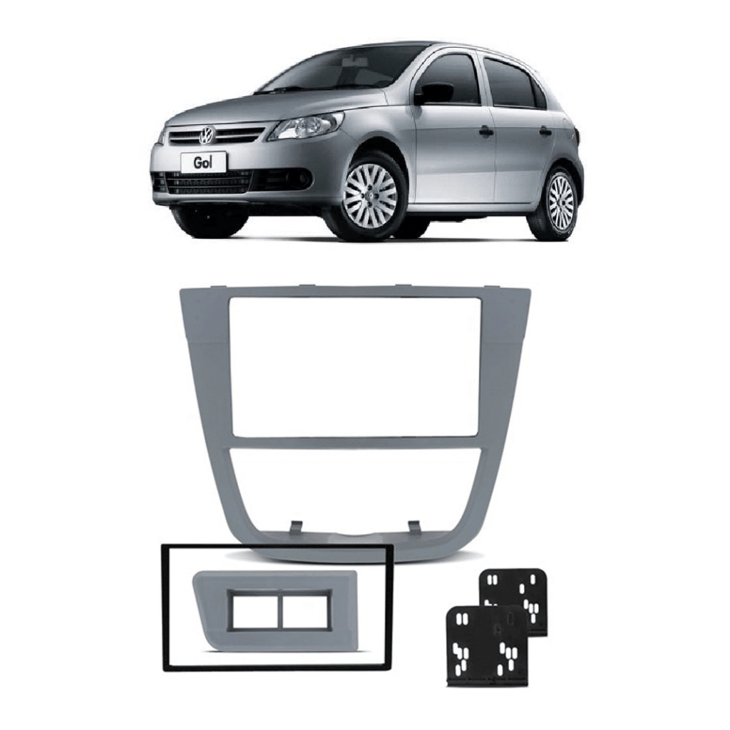 Moldura Painel 2 Din Multimidia Mp5 Dvd Gol G5 Prata em Oferta na Shopee