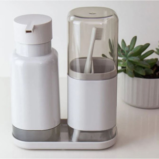 Conjunto de Banheiro Organização de Lavabo Completo com 3 peças - Porta Escovas Porta Sabonete Líquido e Bandeja de Organização