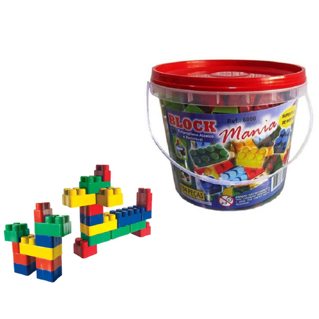Baldinho Com 104 Peças Montar Blocos De Montar Encaixar Educativo Estilo Lego Balde Criatividade Quantidade de Peças 104 em Oferta na Shopee