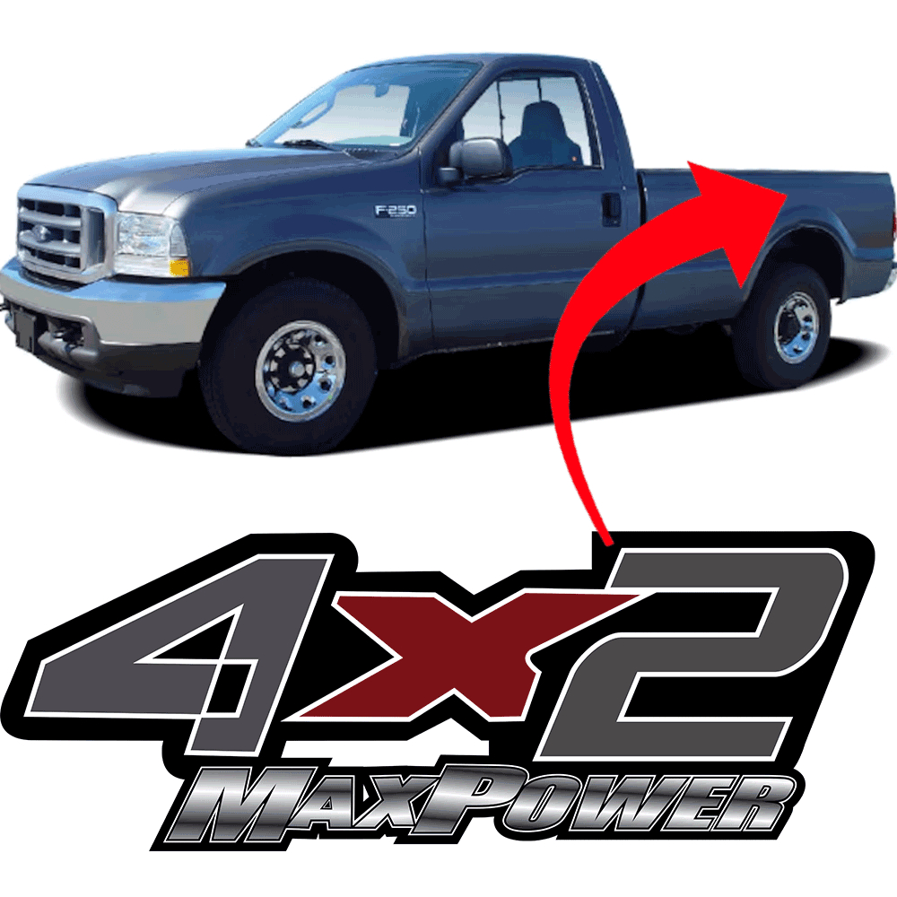 CONJUTO KIT DE ADESIVO LATERAL EMBLEMA 4X2 F250 MAX POWER FUNDO PRETO E FUNDO CINZA