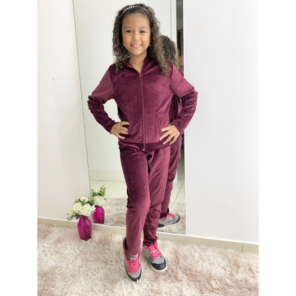 Conjunto Plush Infantil Agasalho  Calça E Blusa De Frio Com Capuz