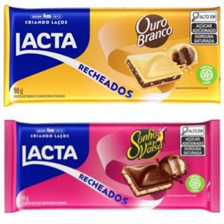 Chocolate Lacta Recheados Ouro Branco + Sonho De Valsa 98g Lançamentos Original