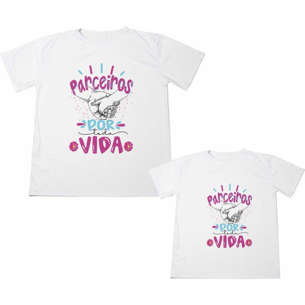 Kit 2 Camisa Personalizada Parceiros Por Toda Vida Ótimo Acabamento e Durabilidade Anti-Pilling 100%Poliéster PROMOÇÃO