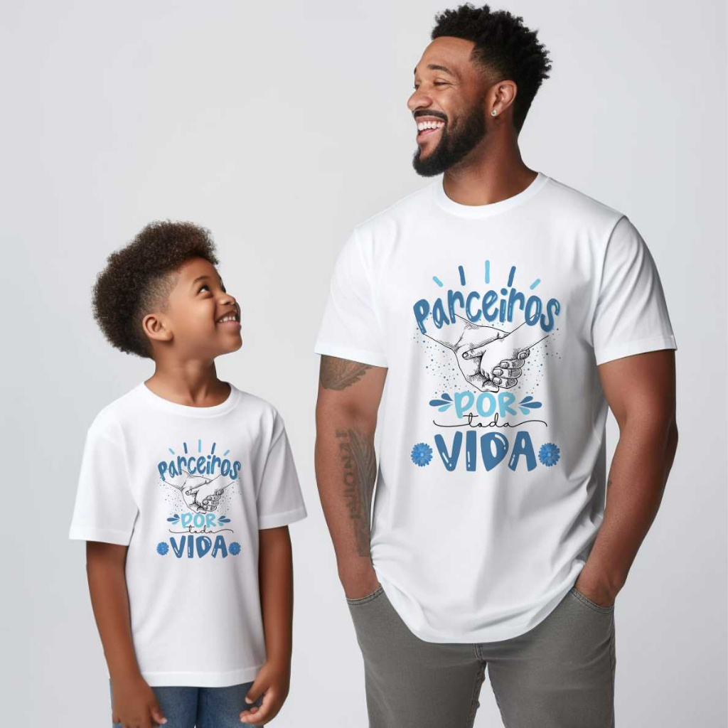 Kit 2 Camisa Personalizada Parceiros Por Toda Vida Azul Ótimo Acabamento e Durabilidade Anti-Pilling 100%Poliéster