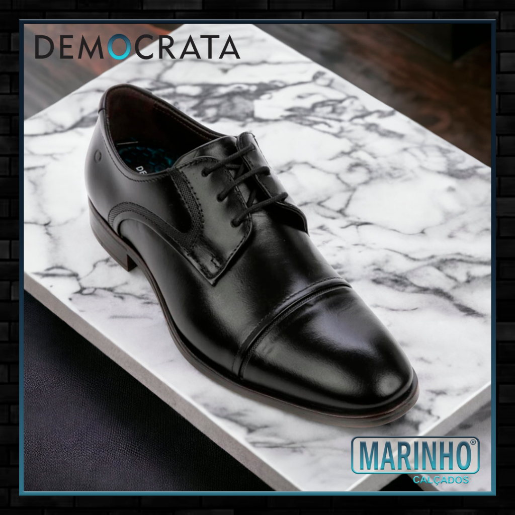 Sapato Social Masculino Democrata Couro Legitimo Smart Confortável Madison Hi-Soft Ref: 255106