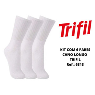 3 Pares Meias Esportivas Trifil 6313 Cano Longo Algodão Punho Soft
