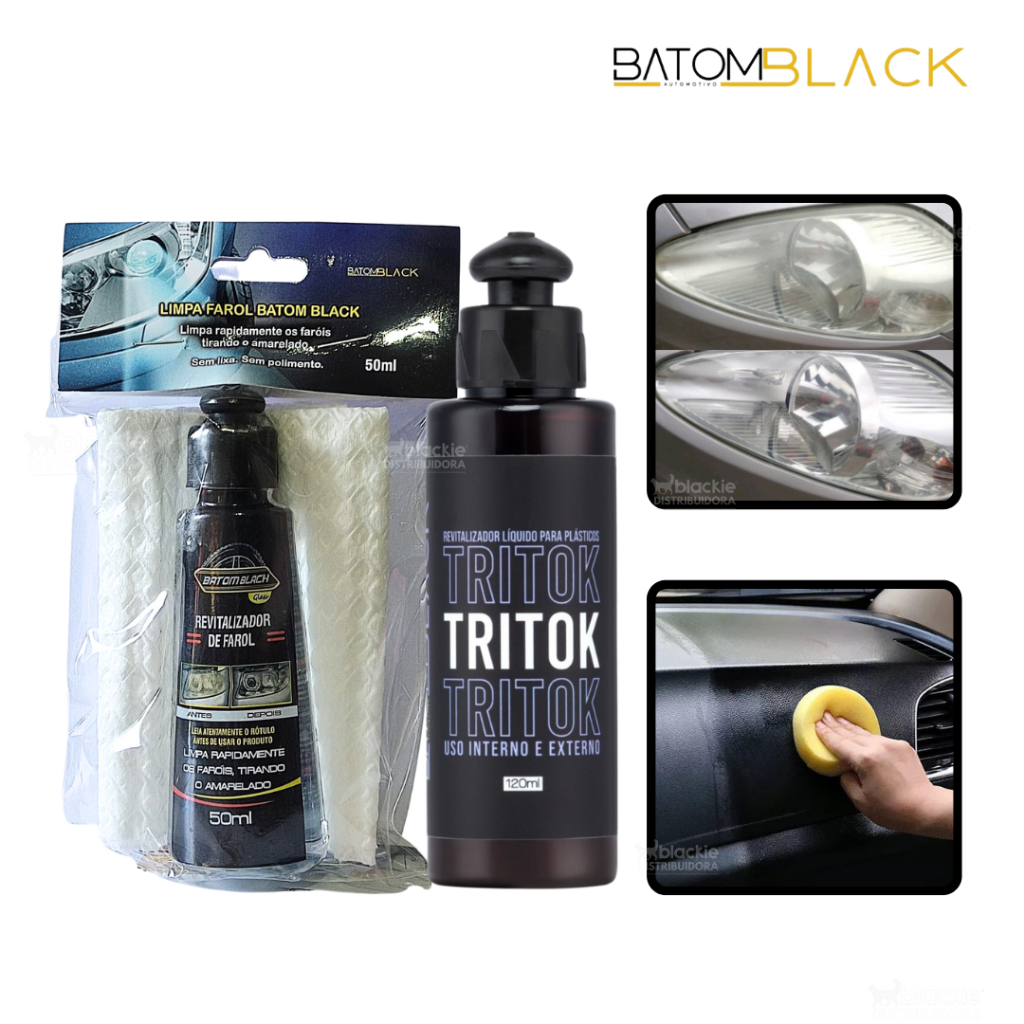 Tritok Revitalizador Líquido de Plásticos + Limpa Farol Renovador Batom Black