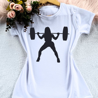 Blusa camiseta t-shirt feminina moda fitnes crossfit academia atividade física malhar vários modelos