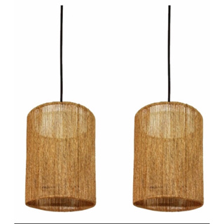 Kit 2 luminária lustre pendente de palha de milho 30x18cm em Oferta na Shopee