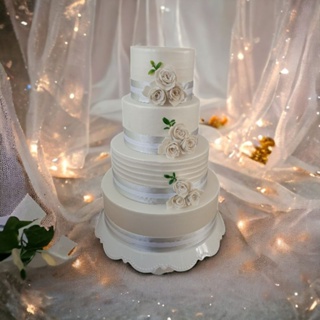 bolo fake branco com prata casamento em Oferta na Shopee