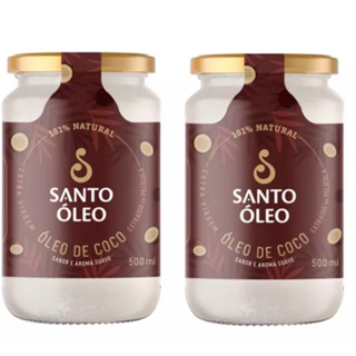 Óleo de Coco Extra Virgem (kit c/02) Gourmet da Película 500ml Santo Óleo em Oferta na Shopee