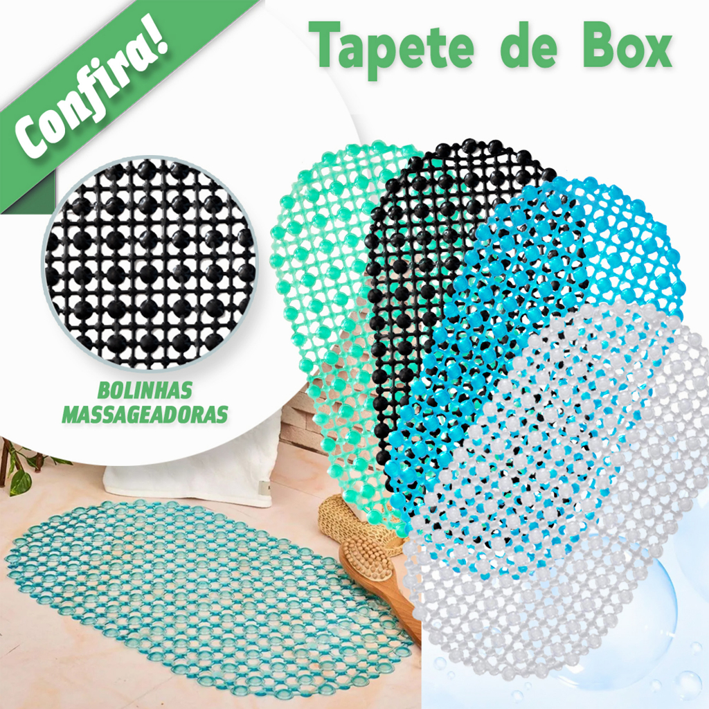 Tapete de Box Para Banheiro Oval c/ Bolinhas p/ Massagear Antiderrapante C/ Ventosas 35x64cm Colorido BM-8801 em Oferta na Shopee