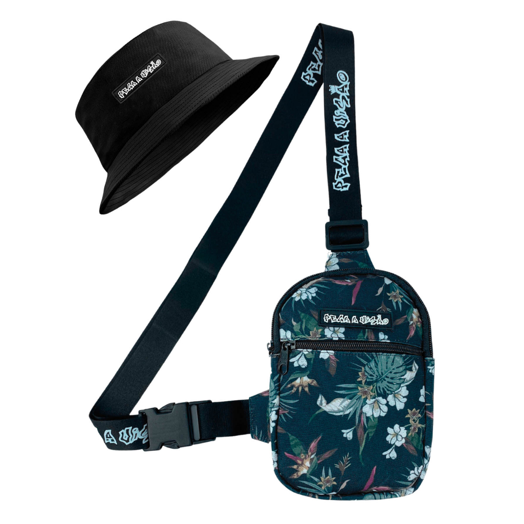 Shoulder Bag Mini Bolsa Transversal Necessaire Basica + Chapeu Bucket Pega a Visão Floral