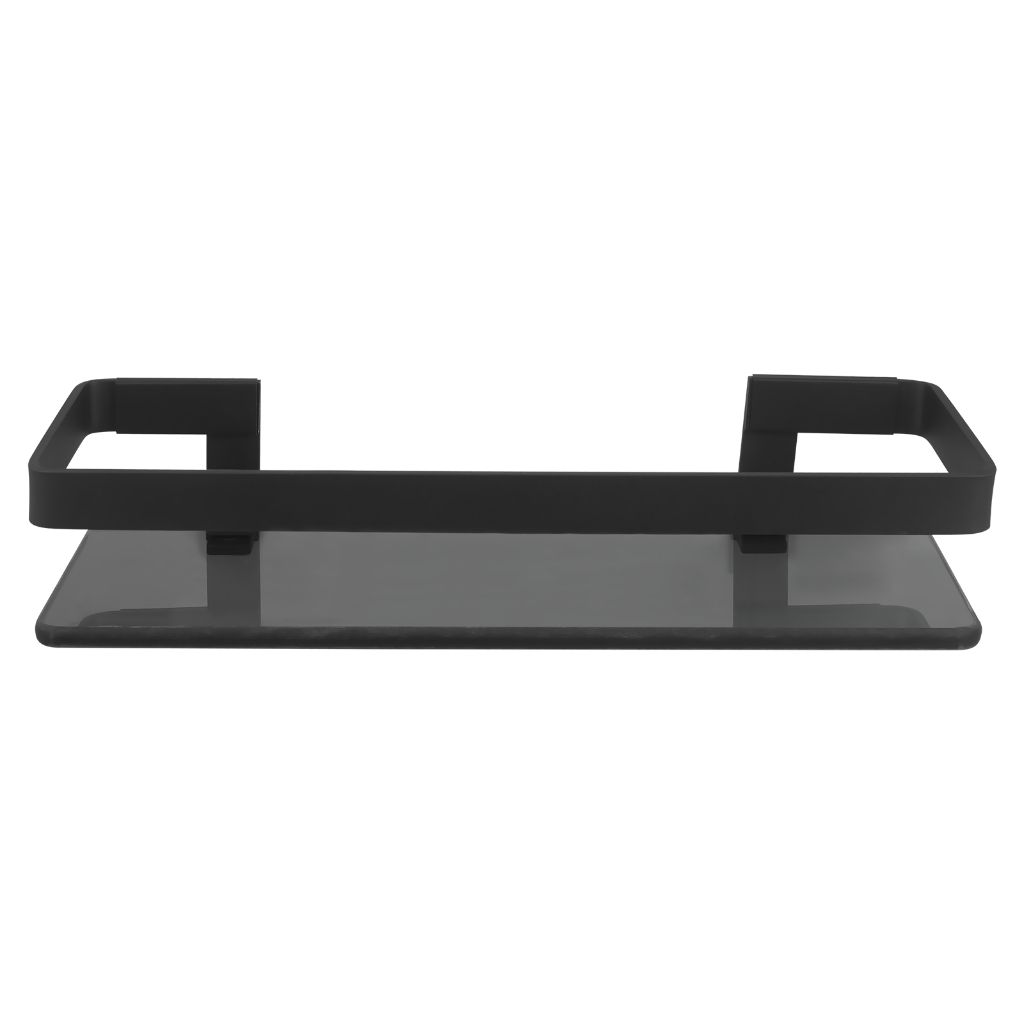 Porta Shampoo Para Banheiro Reto Luxo Vidro 8mm Preto Fumê