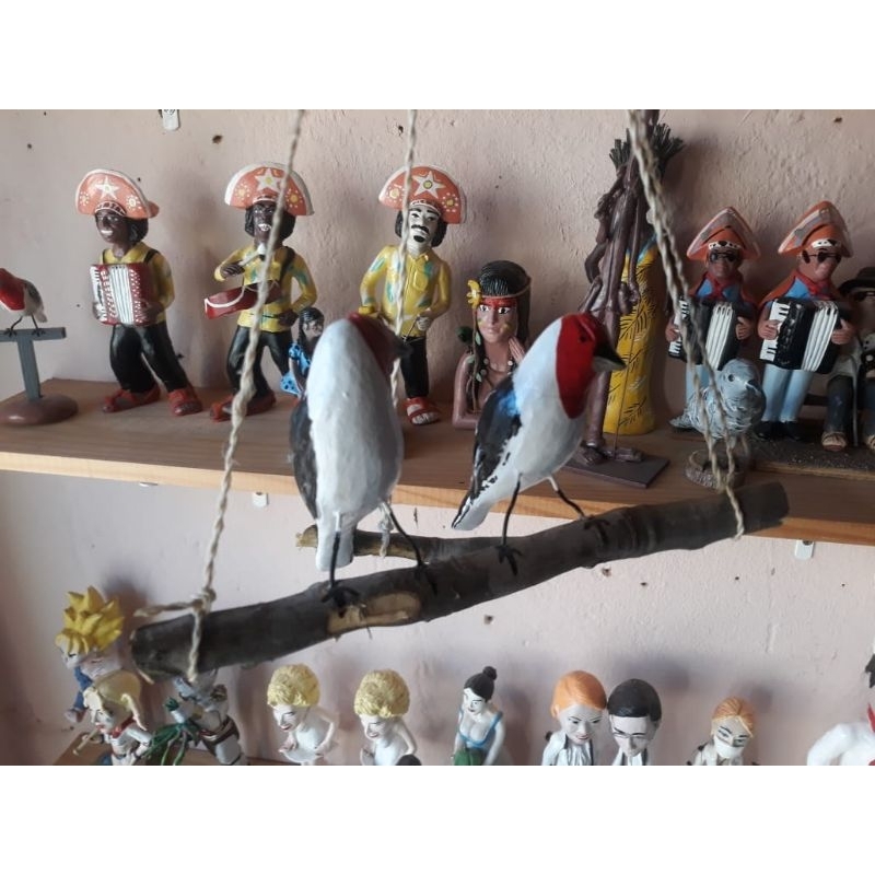 escultura decoração  casal de galo campina artesanato