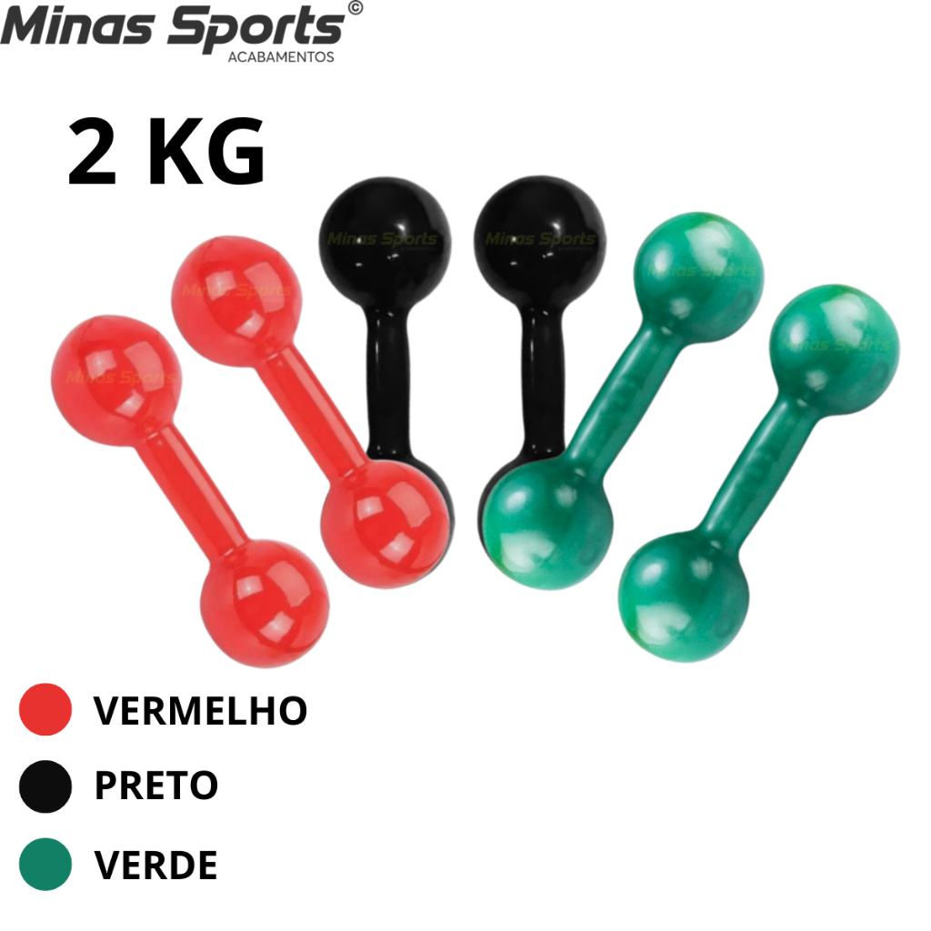 Par Pesos Halter 2 Kg Cada Emborrachado Treino Musculação Peso Academia C/ 2 Un