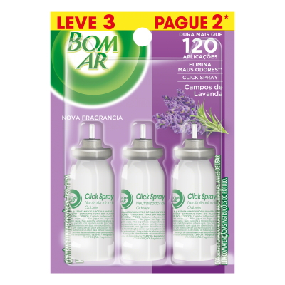 Bom Ar Click Spray Refil Lavanda Leve 3 Pague 2