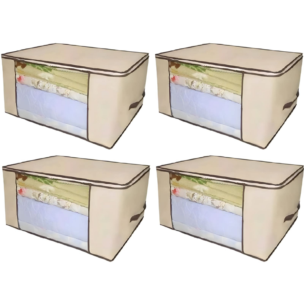 Kit 4 Organizadores Multiuso Marfim com Zíper 60x45x30cm - Envio Já em Oferta na Shopee