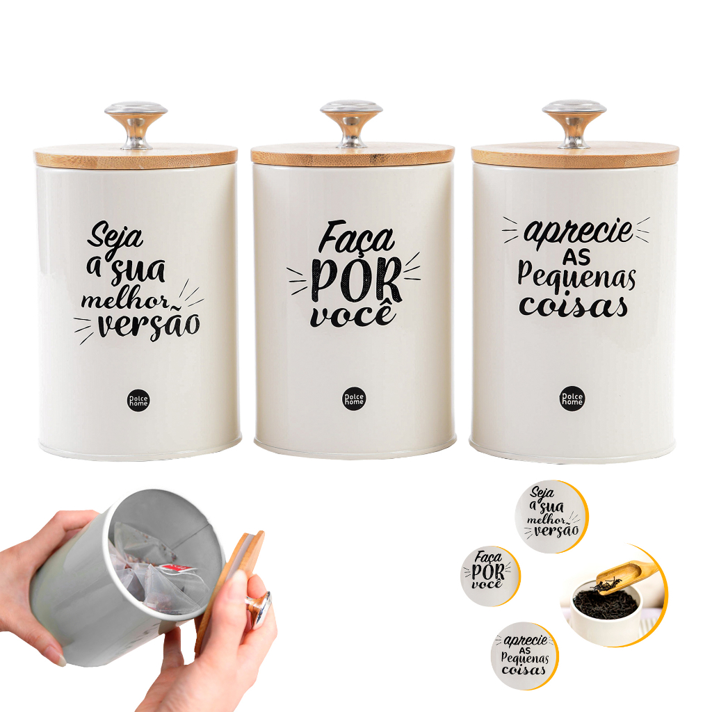 Conjunto Latas De Metal Creme Kit C/3 Pçs -dolce Home