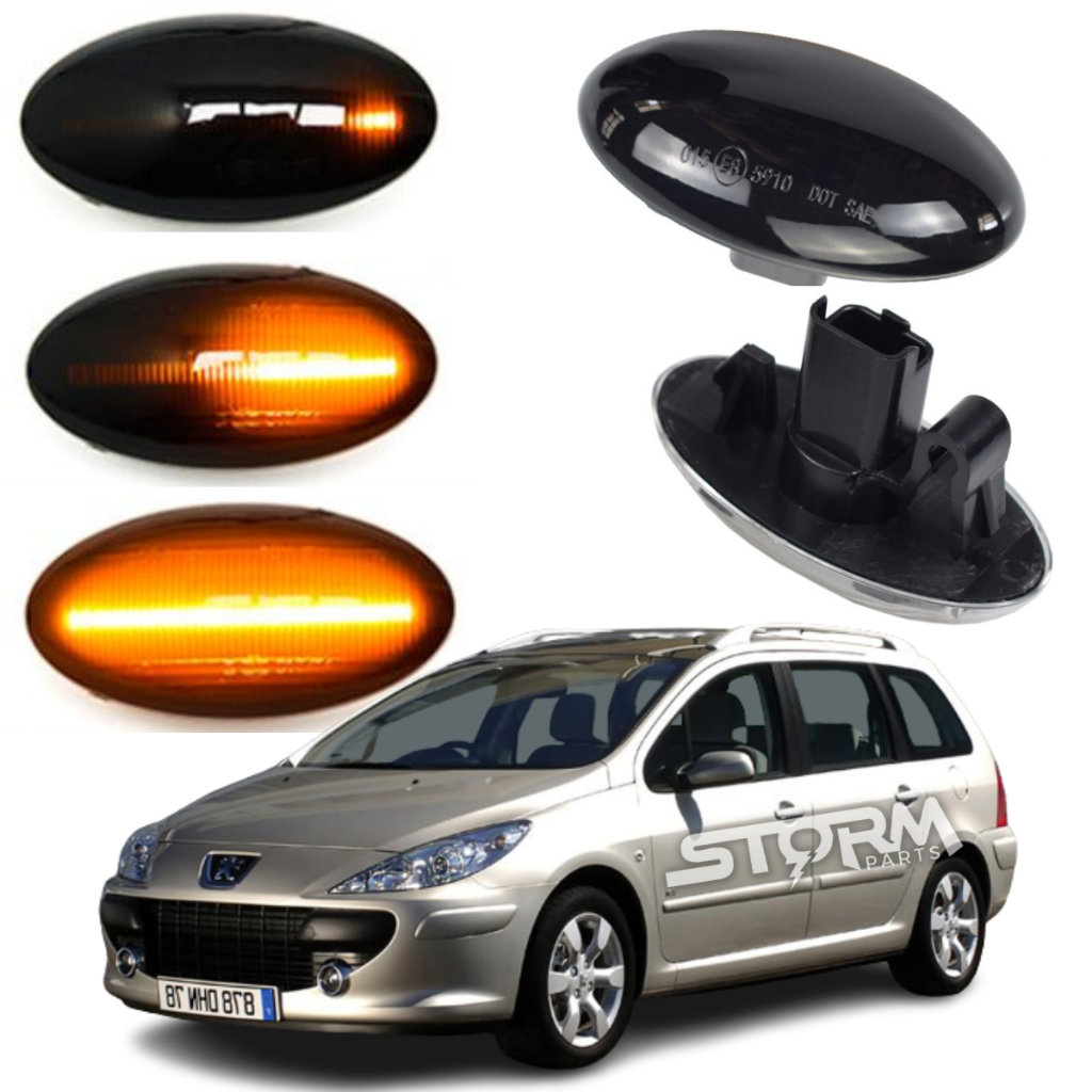 Par de Seta Pisca Sequencial Peugeot 307 SW lâmpada Led para-lama dianteiro alerta dinâmico sinal lado direito esquerdo