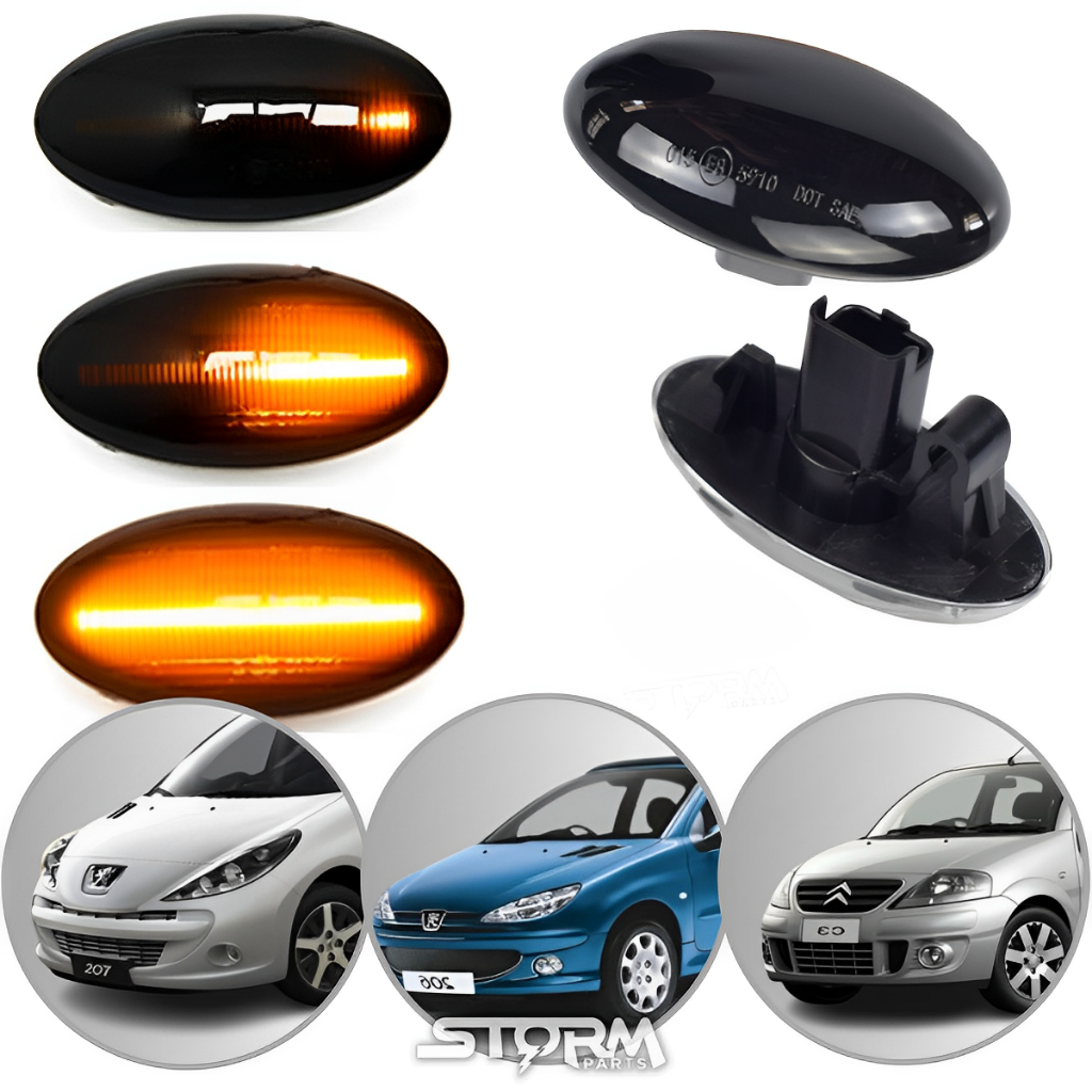 Par Seta Pisca Sequencial Peugeot 206 207 Citroen C3 Picasso 307 Sinal Repetidor Dinâmica Luz Led lanterna lâmpada