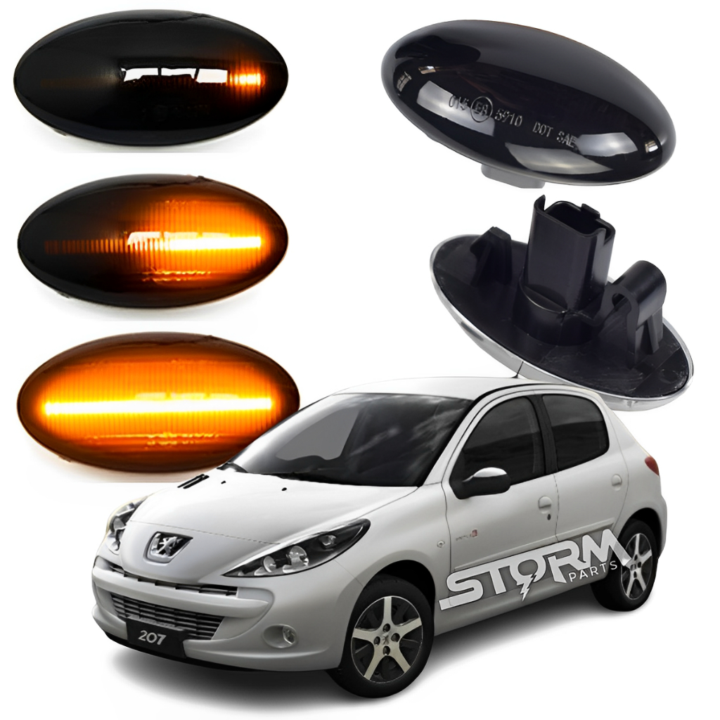 Par de Seta Pisca Dinâmica Sequencial Peugeot 207 lâmpada Led para-lama dianteiro sinal sinaleira repetidor lanterna