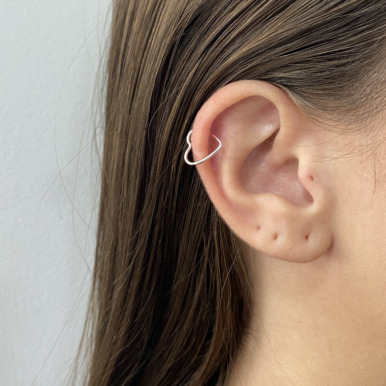 Piercing coração 10mm prata 925 cartilagem hélix argola em Oferta na Shopee