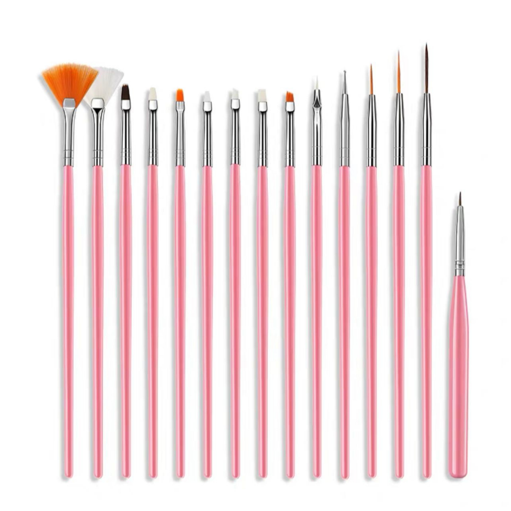 Kit para Unhas 15 Pçs Pincéis para Esmalte Desenhar Unhas