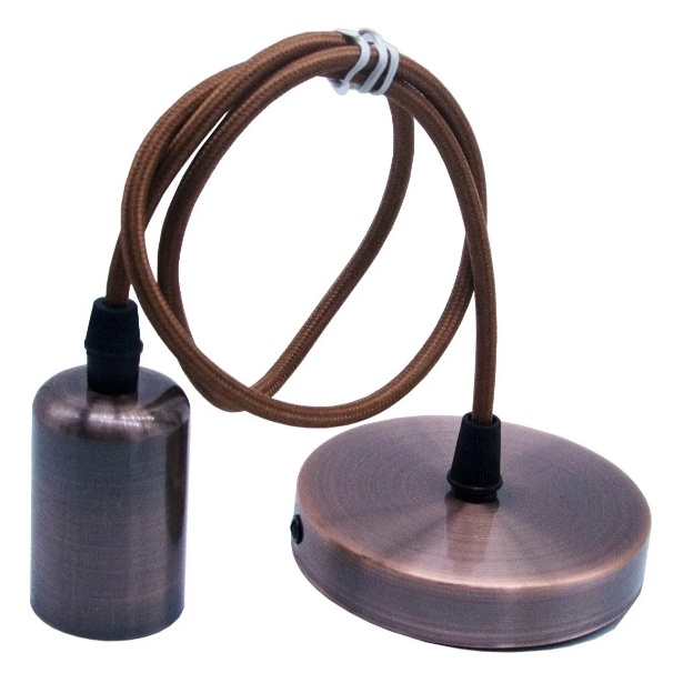Pendente Vintage Retrô Edison Cromado Canopla E Cabo