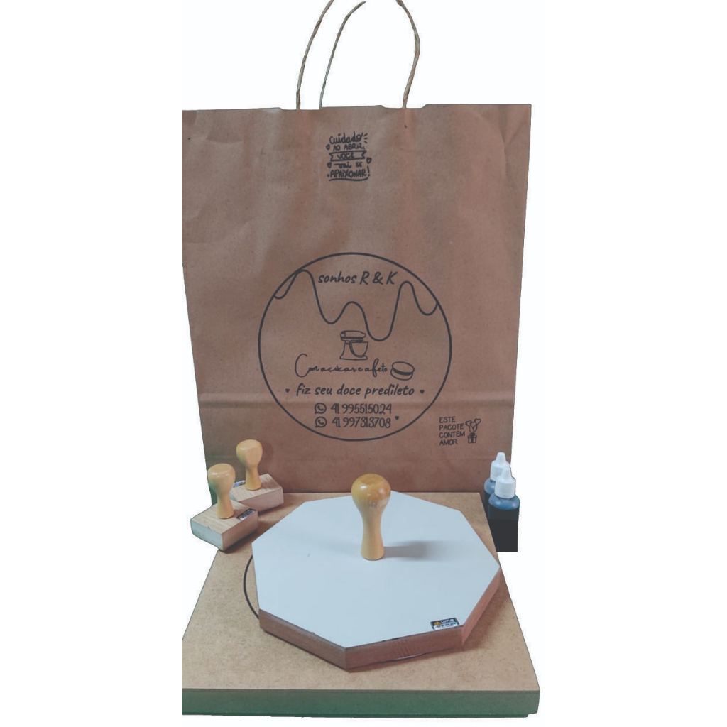 Kit Carimbos 20x20 + 2 5x5 + almofada + 02 tintas em Oferta na Shopee