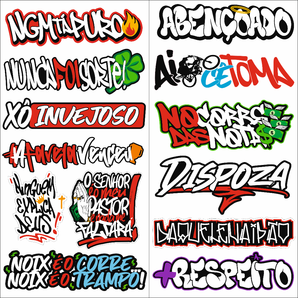 Cartela De Adesivos Frases Diversas A Prova D'agua Para Carros Bikes Motos em Oferta na Shopee