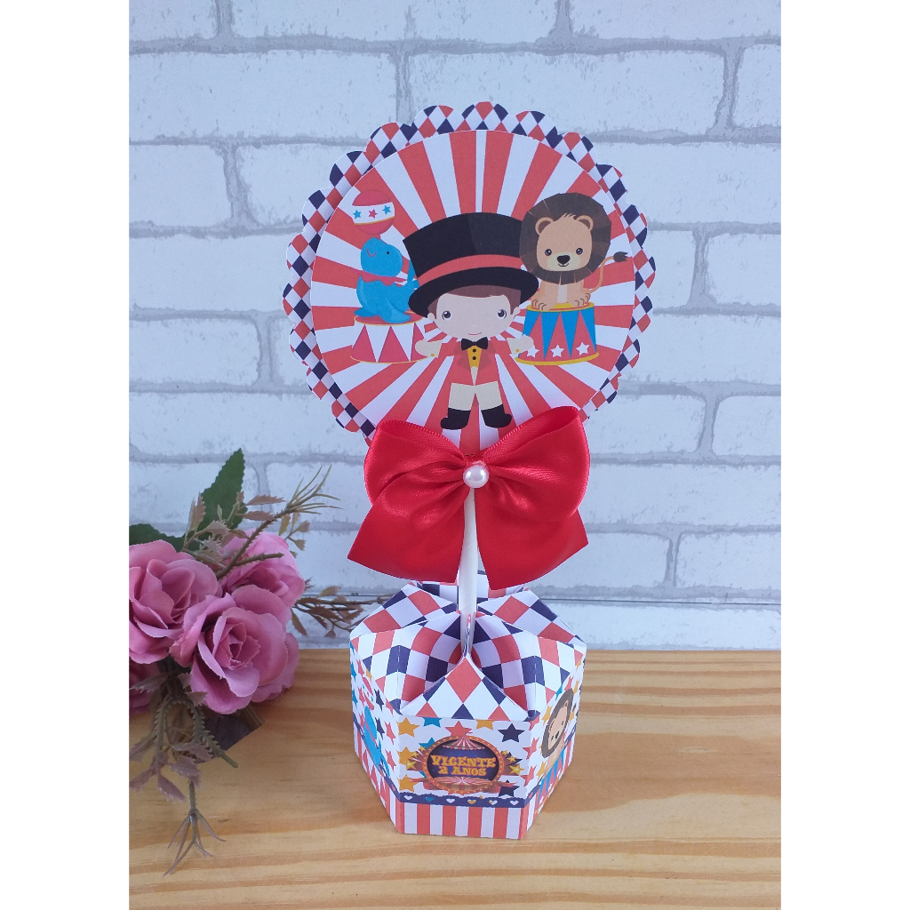 Centro de Mesa P Circo Kit festa | Personalizados | Aniversários | Papelaria Personalizada | caixinhas | Lembrancinhas