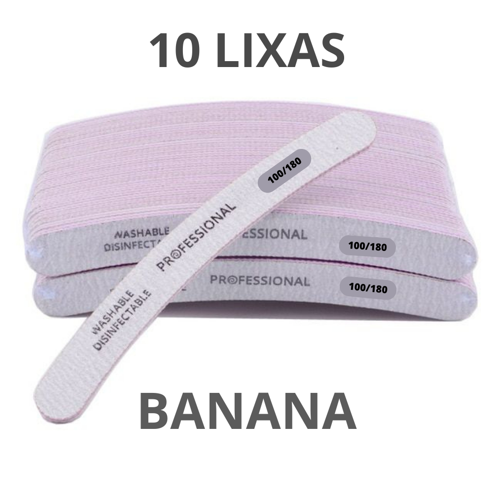 Kit 5/10/20 Lixa Banana de Unha-Lixa Lávavel gramatura 100/180 Para unha de gel e acrigel!