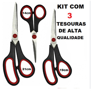 Tesouras Em Aço Inox Kit com 3 Diferentes Tamanhos Multiuso Cozinha em Oferta na Shopee