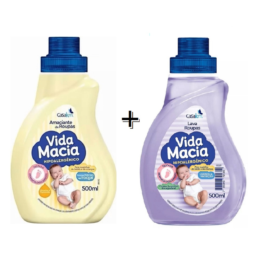 Lava Roupas Líquido Vida Macia Sabão + Amaciante 500ml